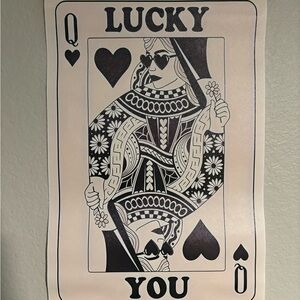 Lucky Queen of Hearts Wall Art - Black on Cream